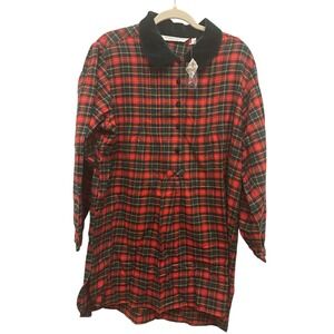 Victorias Secret VTG‎ Country Nightgown Plaid Cotton Velvet Christmas Sz M NEW
